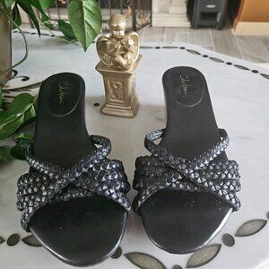 Cole Haan black Braided Slip-on On Wedge 7m